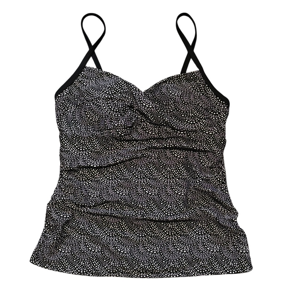 Merona ~ Women’s Black & White Patterned Tankini Swim Suit Top Size Small